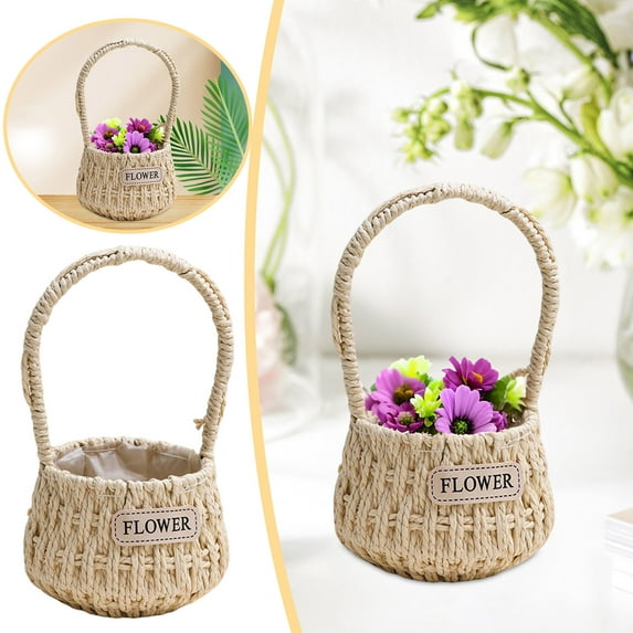 Wicker Picnic Basket with Handle,Woven Rattan Storage Basket for Easter,Garden Harvest,Vegetables,Fruits, Candy,Portable Hamper for Organizing,Wedding,Toy,Flower,Outdoor Picnicking Home Decor