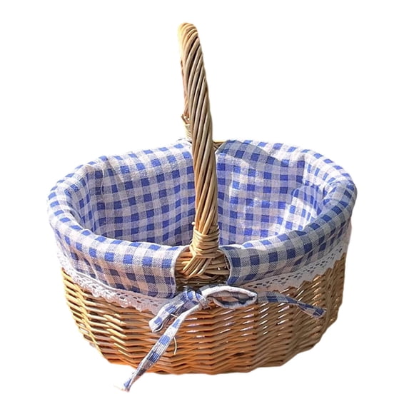 Wicker Picnic Basket With Removable Liner, Empty Picnic Baskets With Lid, Vintage-Style Picnic Hamper With Folding Woven Handle For Picnic, Camping, Outdoor,Thanksgiving, Birthday