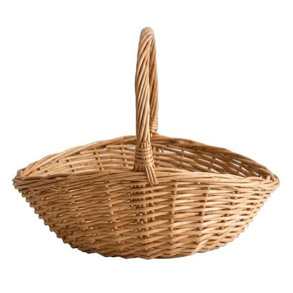 Wicker Picnic Basket with Handle, Natural Willow Storage Basket for Fruit and Outdoor Use