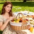 thumbnail image 1 of Wicker Picnic Basket with Handles and Removable Fabric Liner for Outdoor Travel Camping Storage and Home Organization, 1 of 8