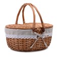 Wicker Picnic Basket with Lid and Handle Sturdy Woven Body with