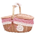 thumbnail image 1 of Wicker Picnic Basket with Removable Liner & Lid, Oval Hand Woven Picnic Hamper with Foldable Handle for Camping, Outdoor, Easter, Gift Storage, 1 of 8