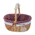 thumbnail image 1 of Wicker Picnic Basket with Removable Liner & Lid, Oval Hand Woven Picnic Hamper with Foldable Handle for Camping, Outdoor, Easter, Gift Storage, 1 of 8