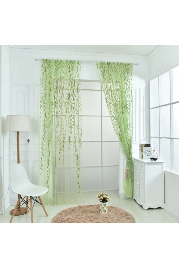 Wicker Printed Curtains Window Room Grommet Curtain Drapes for Window Living room kitchen, Set of 2 Panels, Green and Purple