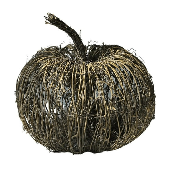 CISIL & Wicker Pumpkin - Handwoven Rattan Halloween Pumpkin, Set of Mini Pumpkins for Fall & Thanksgiving Table Decor, Farmhouse Style Natural Decorations 15CM