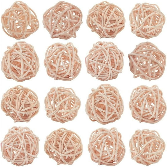 Wicker Rattan Balls Decorative Orbs Vase Fillers for Craft Party Valentine's Day Wedding Table Decoration Wheat 36.5~40mm 30pcs