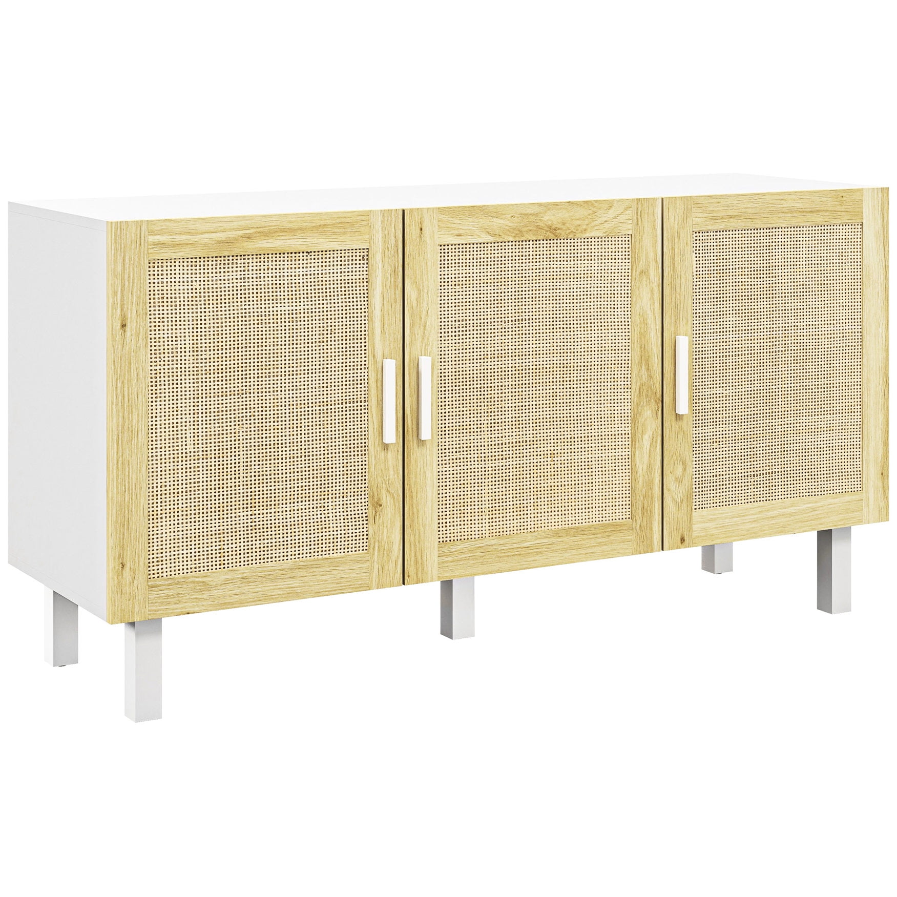 Wicker Rattan Doors & 2 - tier Shelving - Functional Storage Cabinet ...