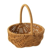 Wicker Rattan Flower Basket,Easter Woven Baskets for Decor,Willow Handwoven Flower Girl Basket with Handle,Easter Eggs Candy Basket Wedding Flower Girl Baskets for Home Garden,Willow Woven Basket
