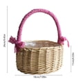 thumbnail image 1 of Wicker Rattan Flower Basket, Wicker Handwoven Flower Girl Basket with Handle and Plastic Insert, Easter Egg Candy Basket Wedding Flower Girl Basket for Home Garden (Pink,L), 1 of 5