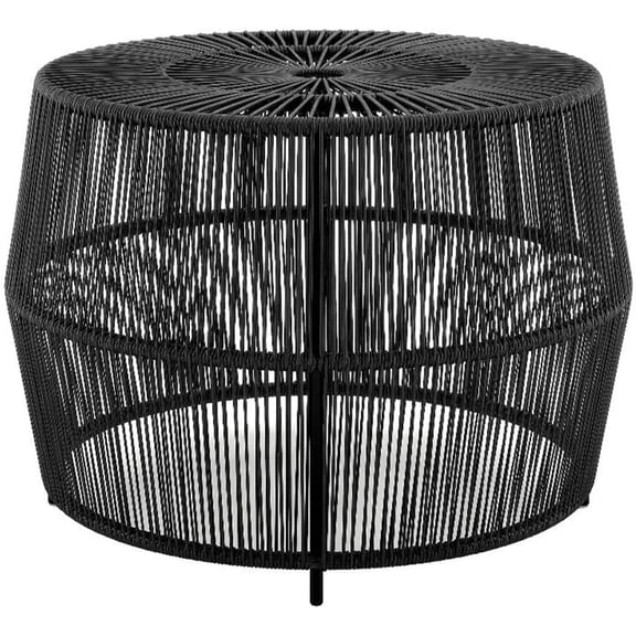 Wicker/Rattan Round Outdoor Coffee Table in Black