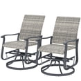 thumbnail image 1 of Wicker Rattan Swivel Patio Glider Chair Set of 2, Outdoor Glider Chair with Steel Frame, High Back, Armrests, Yellow, 1 of 7