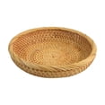 thumbnail image 1 of Wicker Round Tray, Hand-Woven Fruit Bread Candy Storage Basket, Natural Rattan Serving Bowl Organizer, Wicker Round Tray For Kitchen Counter And Coffee Table(B), 1 of 2