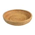thumbnail image 1 of Wicker Round Tray, Hand-Woven Fruit Bread Candy Storage Basket, Natural Rattan Serving Bowl Organizer, Wicker Round Tray For Kitchen Counter And Coffee Table(C), 1 of 2