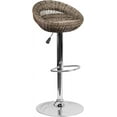 thumbnail image 1 of Wicker Rounded Back Adjustable Height Barstool with Chrome Base, 1 of 5