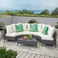 thumbnail image 1 of Wicker Sectional Sofa Set with Weather-Resistant Cushions - Modular 5-Piece Outdoor Lounge with Half-Circle Arrangement & Matching Coffee Table for Backyard or Patio, 1 of 9