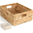 thumbnail image 1 of Wicker Shelf  Baskets for Organizing - Natural Water Hyacinth Woven Basket Organizers &  for Shelves w/Handles & Cotton Liner for Home & Pantry Decor Organization, Large 15” x 12” x 6”, 1 of 9