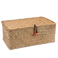 thumbnail image 1 of BlueMake Wicker Shelf Baskets with Lid,Handwoven Seagrass Basket for Storage Basket Bins Rectangular Home Organizer Gift Boxes(Natural Large), 1 of 6