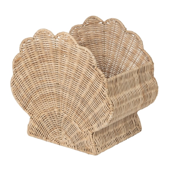 Wicker Shell Magazine and Decorative Storage Basket, Natural