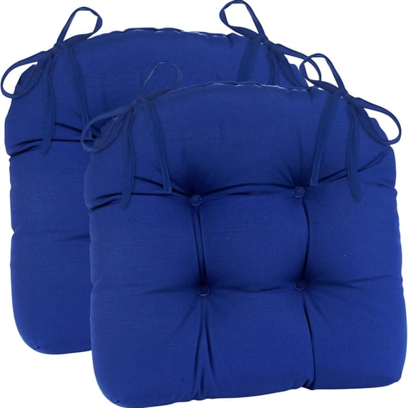 Wicker Solarium Indoor and Outdoor Chair Cushions for Patio Furniture, Kitchen and Dining Room, Water-Resistant Seat Pads, 19x18 Inches, 2 Pack, Marine Blue
