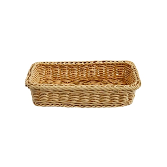Wicker Square Chopstick Basket, Woven Kitchen Tableware Storage Box for Home Setup, Handwoven Flatware Cutlery Basket with Perforated Base, Japanese Countertop Utensil Holder Tray for forks