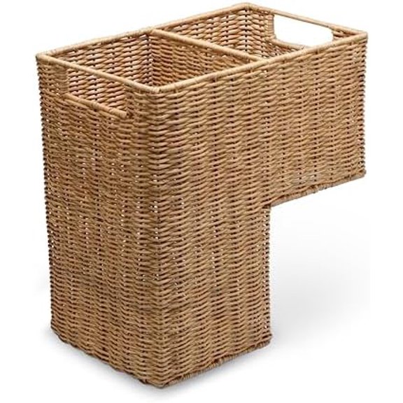 Wicker Step Basket, Natural, Rectangular, 15 x 9.5 x 15.75 in