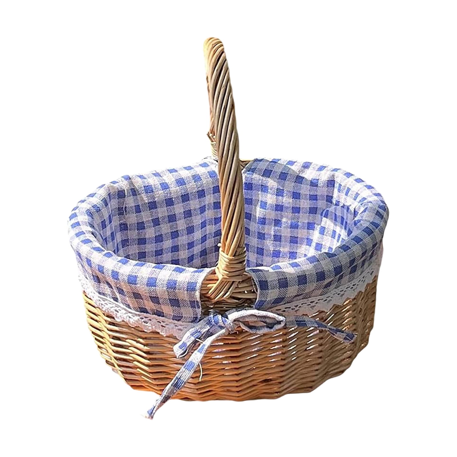 Wicker Storage Basket under $5! Cagogo Wicker Woven Storage Basket with Handle, Linen Lined Bread and Fruit Basket, Versatile Picnic Basket for Home, Party, Gardening, Organizer for Kitchen, Decor