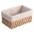 thumbnail image 1 of Wicker Storage Basket with Built-in Cloth Liner,Storage Cube Storage Bins,Woven Storage Basket Decorative Natural Rope Basket Wooden Bead Decoration,Small Storage Baskets,7.09x4.72x3.35", 1 of 9