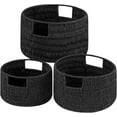 thumbnail image 1 of Wicker Storage Basket, Hand-Woven Paper Rope Large Round Woven Basket With Handles, Wicker Baskets for Organizing/Storage, Black, 3-Pack, 1 of 16
