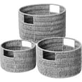 thumbnail image 1 of Wicker Storage Basket, Hand-Woven Paper Rope Large Round Woven Basket With Handles, Wicker Baskets for Organizing/Storage, Grey, 3-Pack, 1 of 8