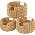 thumbnail image 1 of Wicker Storage Basket, Hand-Woven Water Hyacinth Large Round Woven Basket With Handles, Wicker Baskets for Organizing/Storage, 3-Pack, 1 of 16