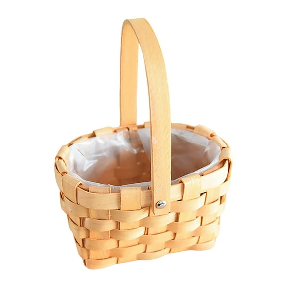 Wicker Storage Basket Handmade - Wooden Fruit Basket for Kitchen, Outdoor & Decor | Portable Weave Picnic Basket with Handle for Bread, Vegetables, Easter Photos, Camping & Parties