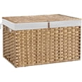 Wicker Storage Basket with Lid, 180L (47.6 Gallon) Handwoven Rattan ...