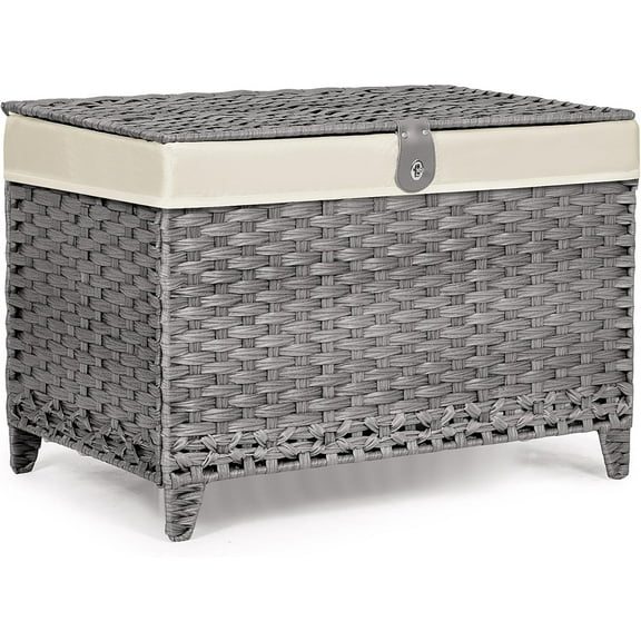 Wicker Storage Basket with Lid,Rattan Shelf Basket with Removable Liner Bag,160L Storage Bin,Storage Trunk with Heightened Feet,Storage Container for Wardrobe,Home Organizer