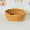 thumbnail image 1 of Wicker Storage Basket​ Light Brown Circular Woven Bin Natural Wood Handle Textured Weave Pattern Pantry Counter Shelf Storage Kitchen Organizer, 1 of 6