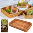 thumbnail image 1 of Wicker Storage Basket, Rattan Tray Rectangular for Bathroom Living Room, Decorative Serving Woven Trays Wicker Baskets for Organizing, Woven Seagrass Tray for Storage Home Decor, 8.3x4.3", 1 of 8