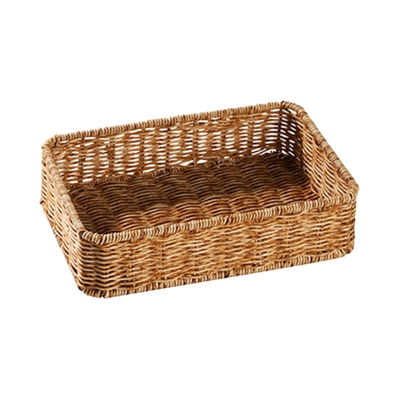 Wicker Storage Basket, Rectangular Woven Basket for Shelves and Bathroom Organizing, Shallow Basket for Drawer Storage, 10.23 x 6.69 x 2.55 Inch Storage Tray for Home Organization