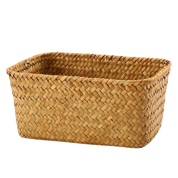 Wicker Storage Basket Seagrass Organizer Bin Box Laundry Tote Sundries Container