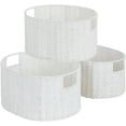thumbnail image 1 of Wicker Storage Basket, Set of 3 Hand-Woven Paper Rope Storage Baskets for Organizing, Round Storage Basket With Handles, Large Wicker Storage Organizer Bins Baskets for Shelves & Decor, White, 1 of 14