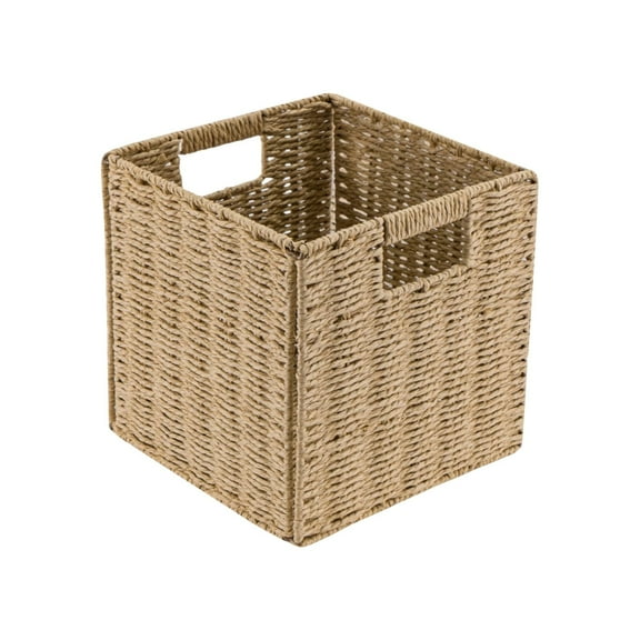 Wicker Storage Baskets,Hand-Woven Water Hyacinth Baskets,Foldable Decorative Baskets with Handles,Natural Seagrass Organizing Bins For Shelves, Pantry, Laundry, Organizing