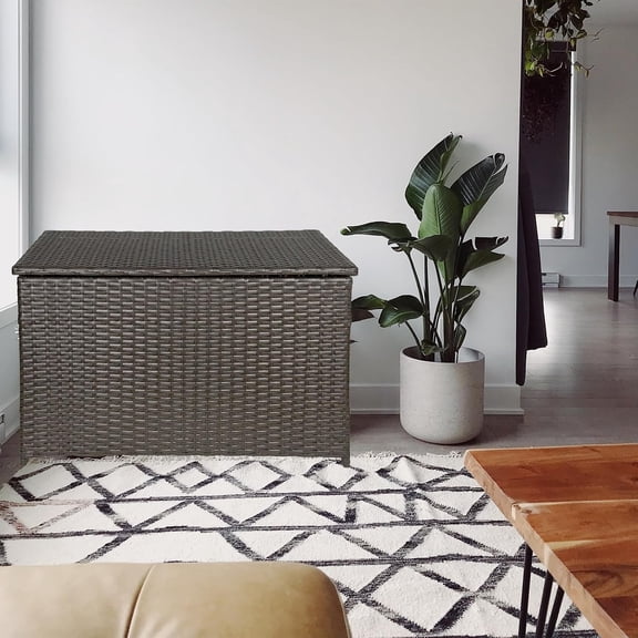 Wicker Storage Trunk, 30 x 17 x 18 inches, 160L, Handwoven Wicker Chest with Stay-Open Lid, Supports 200 lbs, Brown