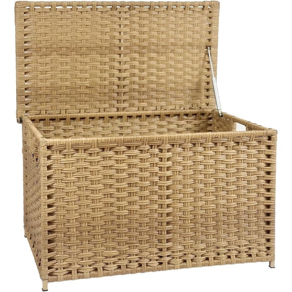 Wicker Storage Trunk, Large Storage Basket with Lid,Rural