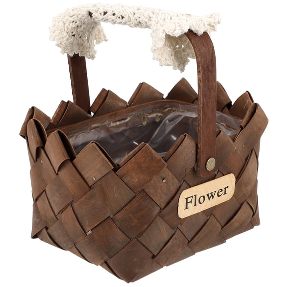 FRCOLOR 1Set Rural Style Wooden Flower Wedding Basket Suitable for Home Decoration and Office Use 7.1x5.5in