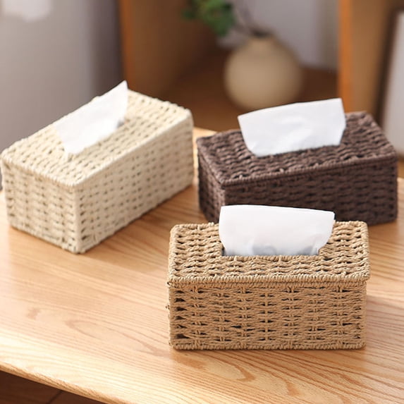 6 Rectangular Boxes Wicker Tissue Box, Rectangular Decorative Tissue Holder, Increase ...