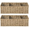 thumbnail image 1 of Wicker Toilet Basket Tank Topper, Toilet Paper Basket for Back of Toilet Tank Top, 3-Section Storage Baskets for Shelves, 2-Pack, 1 of 7