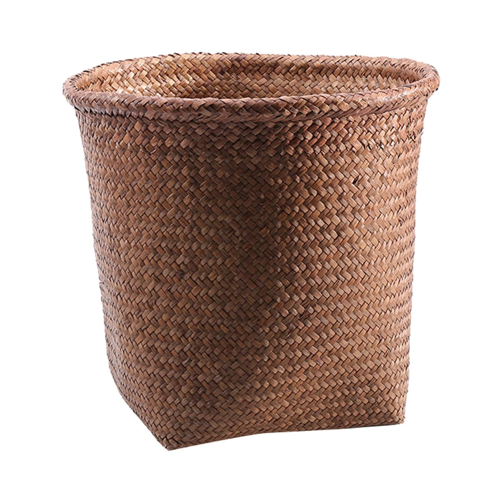 Wicker Trash Can with Lid in Bedroom, Bathroom Trash Can in Office