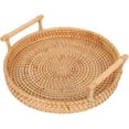 thumbnail image 1 of Round Woven Tray for Serving Fruit Snacks or as Coffee Table Tray 1 Set, 1 of 9