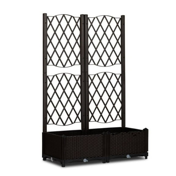 Wicker Trellis Planter, Outdoor Raised Garden Bed with Drainage Holes, Free-Standing Trellis Planter Box for Vine Climbing Plants and Flowers in Garden Patio Balcony, Brown