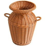 Wicker Vase Rattan Woven Flower Basket Long Rustic Flower Arrangement Holder for Weddings Home Decor Light Brown