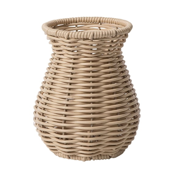 Wicker Vases For Flowers Basket Vase,Tabletop Woven Rattan Vase For Flowers,Rustic Country Style Rattan Basket Vase, Farmhouse Small Wicker Woven Bouquet Vase Table Centerpiece For Home Decor