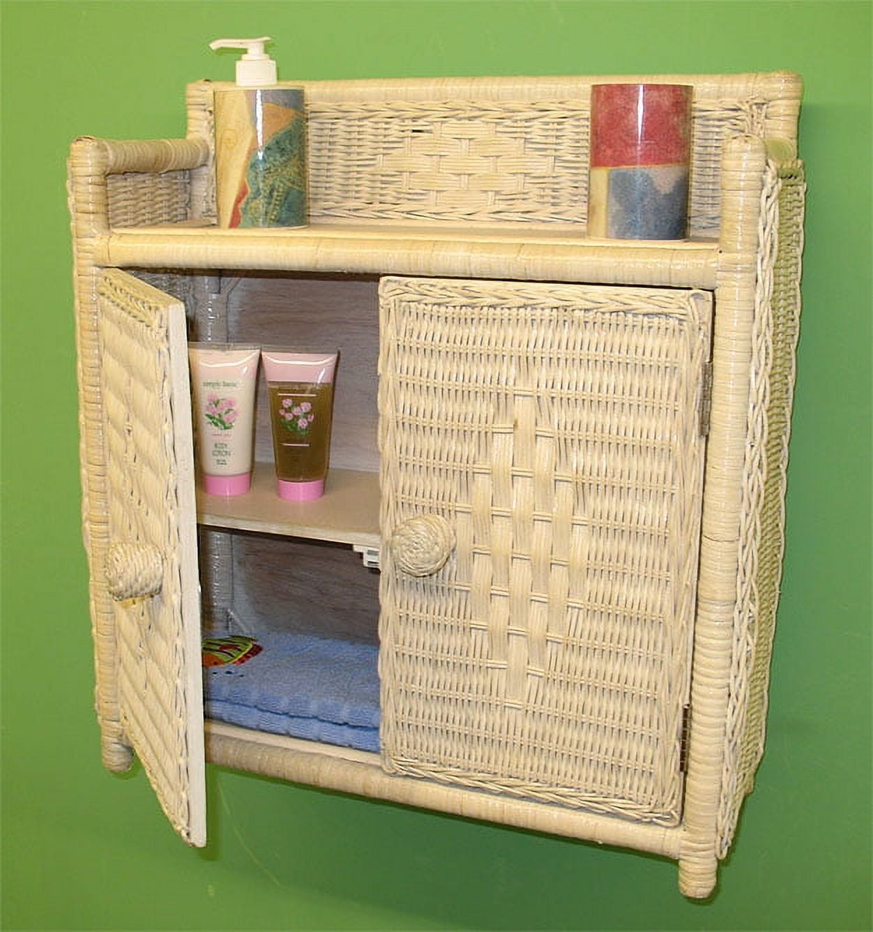 Wicker Warehouse Wicker Wall Rack, White Wash, 21x7.5 Ht. 19.5, Rattan ...